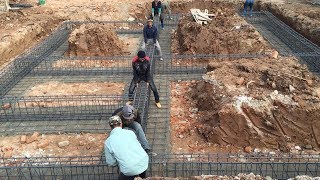 Traditional Beam Foundation Building  Install Iron Bars For Beam Column, House Construction(Part1)