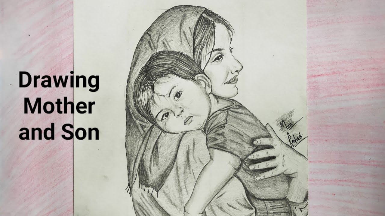 Mother and child love Drawing by Pushpita Sengupta | Saatchi Art