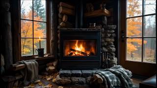 Autumn Evening at the Cabin 🔥 Jazz, Fireplace & Golden Leaves | Cozy Ambience for Your Home screenshot 2
