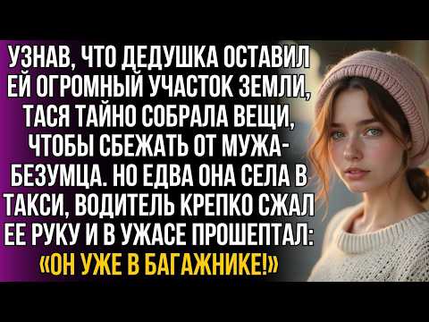 Тася тайно сбегала от мужа к наследству деда, но в такси водитель прошептал: "Он в багажнике!"