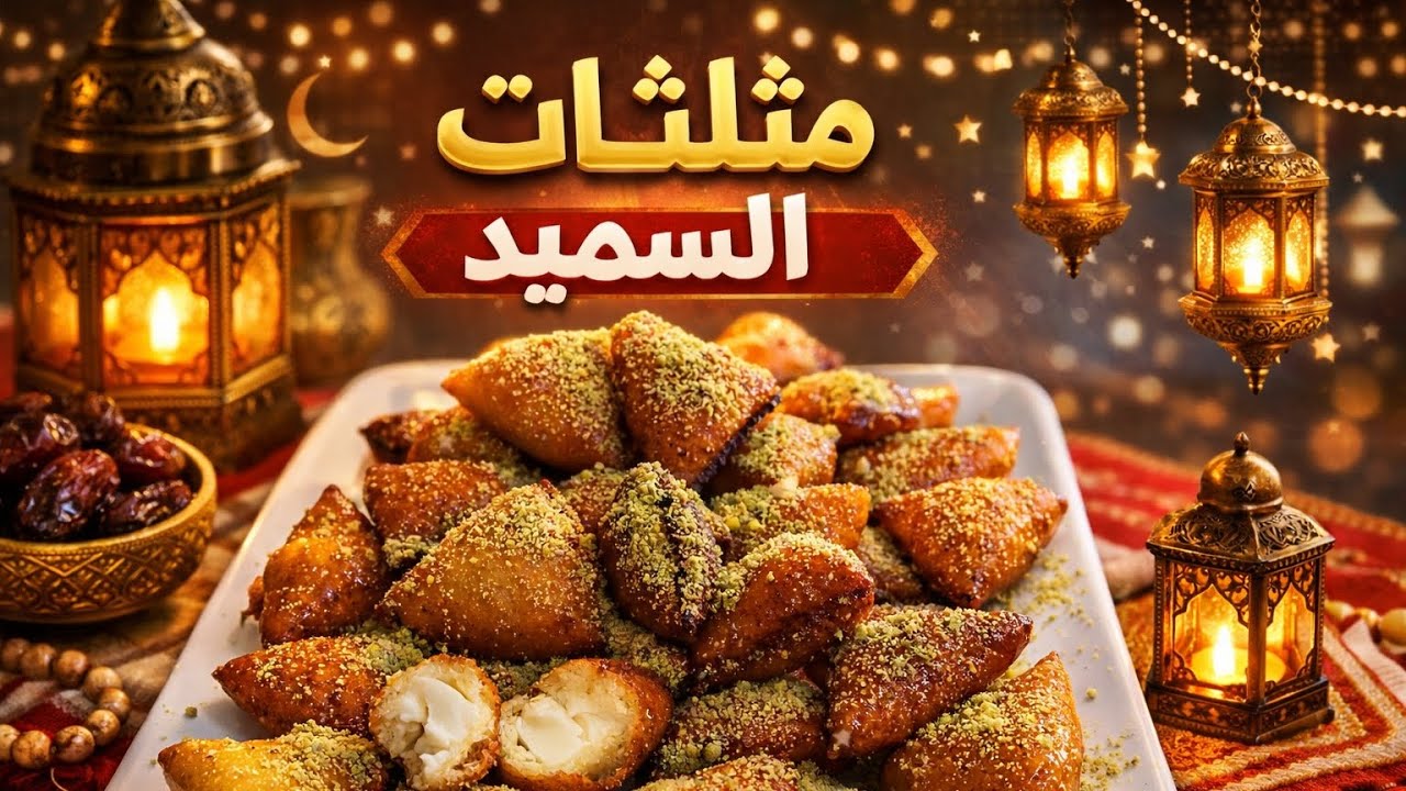 مثلثات السميد الرمضانية 😍 مقرمشة من برا وناعمة من جوّا | أسهل حلا سريع للسفرة