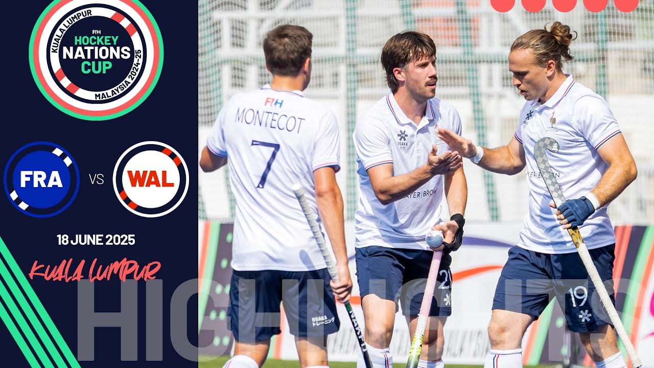 Лучшие моменты Кубка Наций по хоккею с шайбой среди мужчин FIH 2024-25: Франция против Уэльса | М...