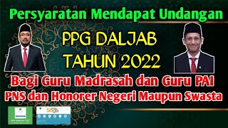 RESMI !!! PERSYARATAN MENDAPAT UNDANGAN PPG DALJAB TAHUN 2022 BAGI GURU MADRASAH DAN GURU PAI