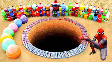 Big Toothpaste Eruption from Balloons of Orbeez, Coca Cola, Mtn Dew, 7up, Fanta & Mentos Underground