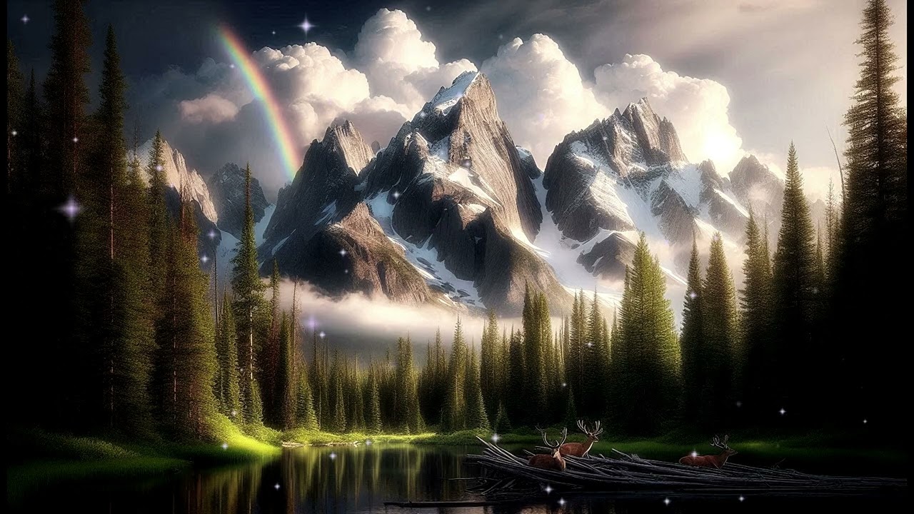 Peaceful Alpine Escape Ambient Screen Decor | Calm Lake, Wildlife & Soothing Nature Sounds 🦌💧