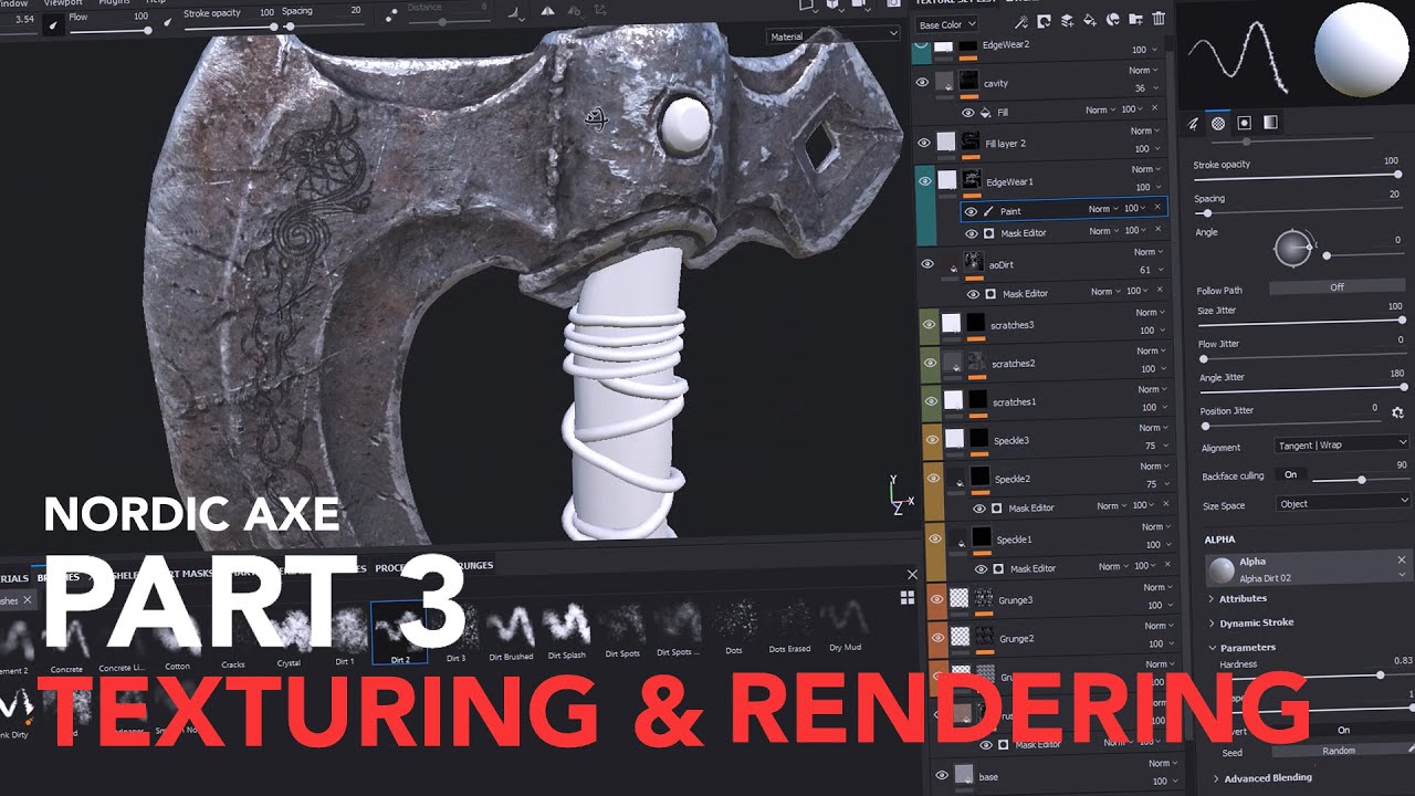[3] Nordic Axe Timelapse I Texturing & Rendering - YouTube