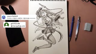 How to draw mitsuri kanroji  How to draw a girl dancing with a sword