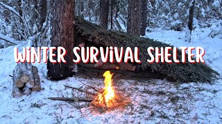 Winter Survival Shelter | Sleeping Outside in -25° Weather