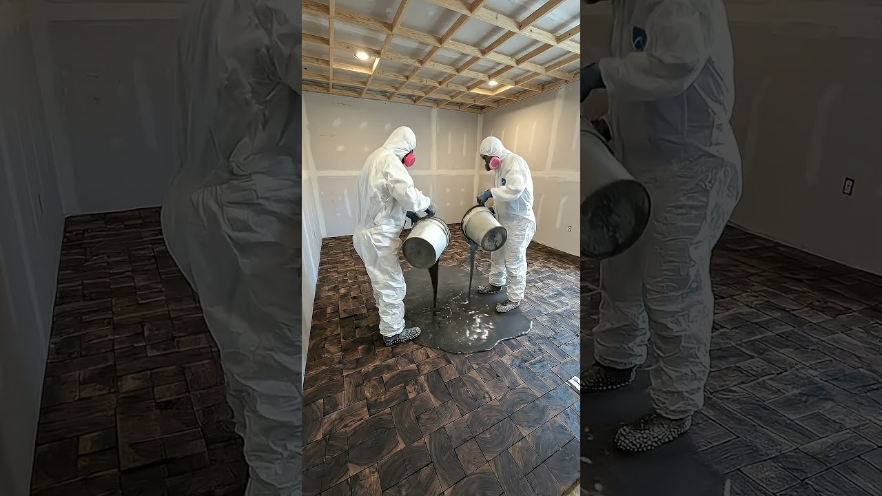 From Raw Concrete to Cinematic Luxury — Burnt Walnut Epoxy Floor Home Theater Transformation