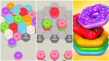 Hexa Donut Sort Puzzle Gameplay 3, Android Games ios Walkthrough Simulator Think