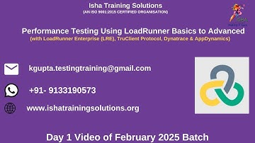 Performance Testing using LoadRunner Day 1 video on 6th February 2025.