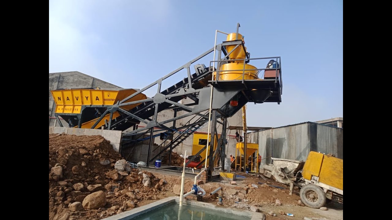 Automatic concrete batching plant | Navya Equipments | Compact Belt Conveyor Concrete Batching Plant