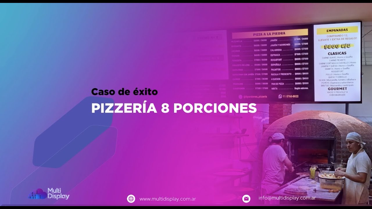 CASO DE EXITO - PIZZERIA 8 PORCIONES  - MULTIDISPLAY CLOUD