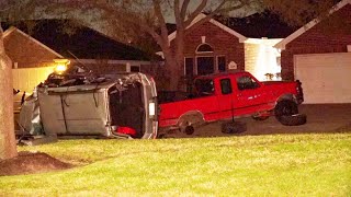 Hcso 2 Hospitalized After Suv Slams Into Parked Truck, Flips Near Katy Raw Scene Video