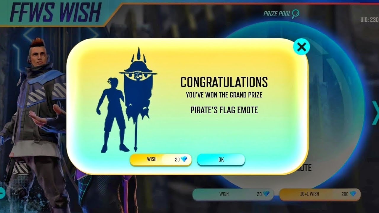 FFWS WISH EVENT 2022 | FREE FIRE PIRATES FLAG EMOTE ONE SPIN TRICK | PIRATES FLAG Free Diamond Event