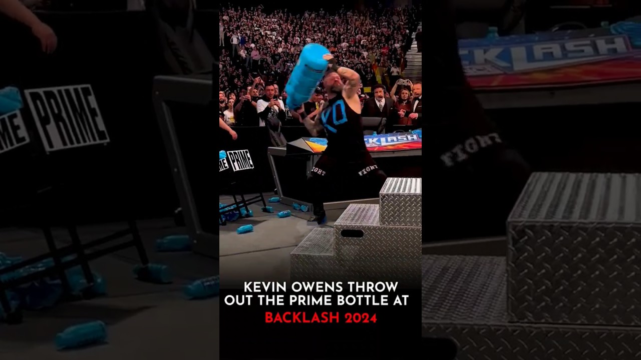 Kevin Owens throw out the Prime bottle at Backlash France 