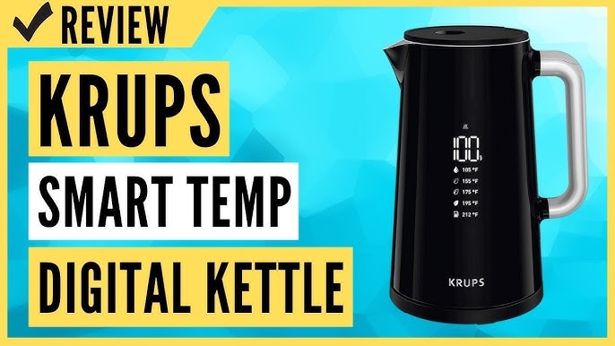  Krups Smart Temp Plastic and Stainless Steel Electric Kettle  1.7 Liter 5 Temperatures, Safe, Real Time Temperature Display 1500 Watts  Digital Control, Fast Boiling, Auto Off, Keep Warm, Cordless Black: Home