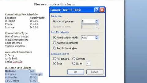 Convert Text To Table In Microsoft Word 2007