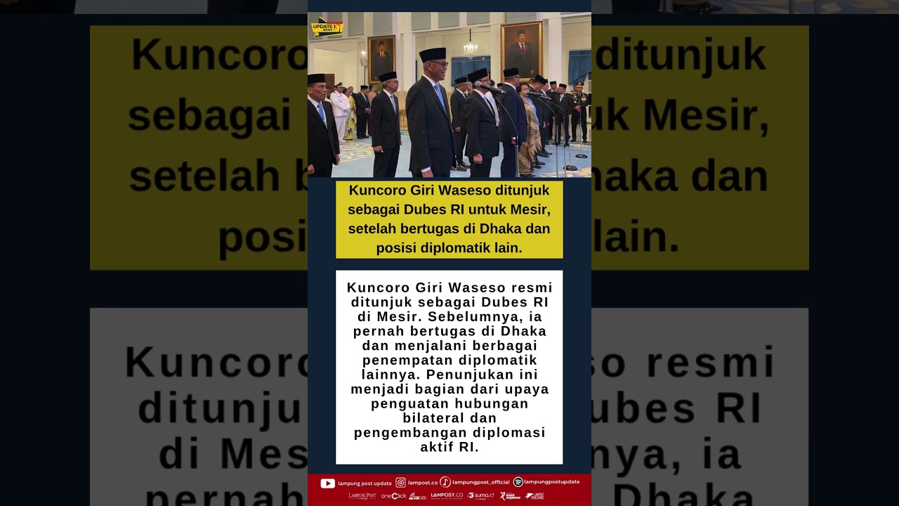 Kuncoro Giri Waseso Jadi Dubes RI di Mesir, Pernah Ditempatkan di Dhaka dan Denmark