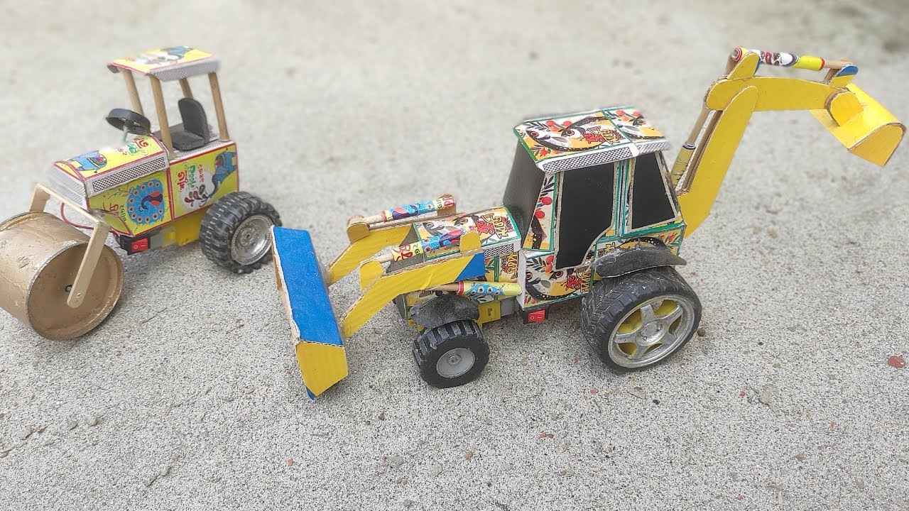 Как сделать экскаватор JCB дома из спичечных коробков | Экскаватор-погрузчик JCB своими руками | ...