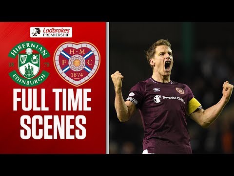 Hearts Celebrate at Easter Road | Hibernian 0-1 Hearts | Full-Time Scenes | Ladbrokes Premiership