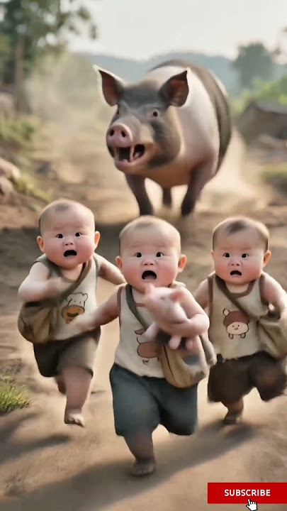 Three Cute Babies vs. Pig Mom 🐷 | Funny Pitfall Adventure!