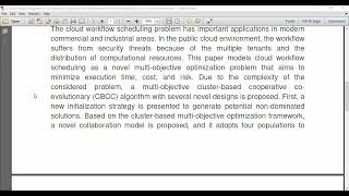 A Cluster Based Cooperative Co Evolutionary Algorithm for Multiobjective Workflow Scheduling in a Cl