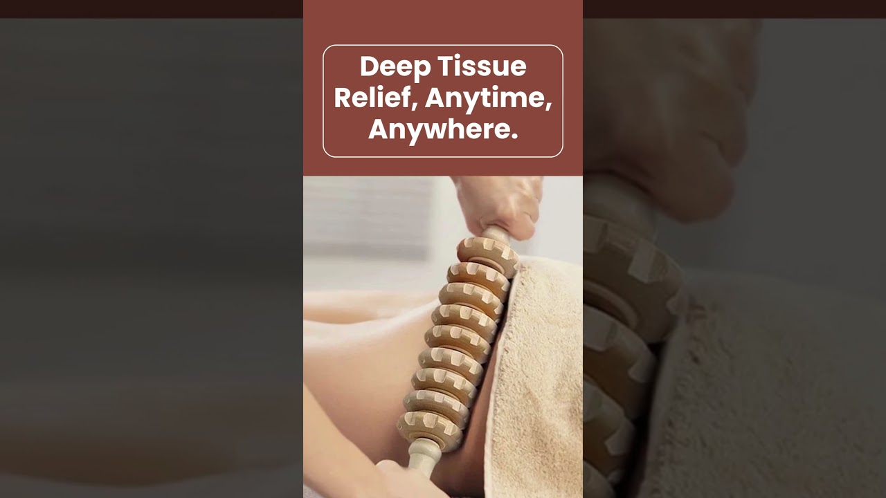 FRCOLOR Wooden 8-Roller Massage Stick