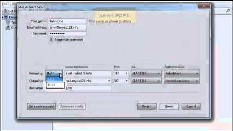 Configuring a POP email account with SSL in ThunderBird