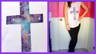 DIY Tumblr Galaxy Cross Shirt