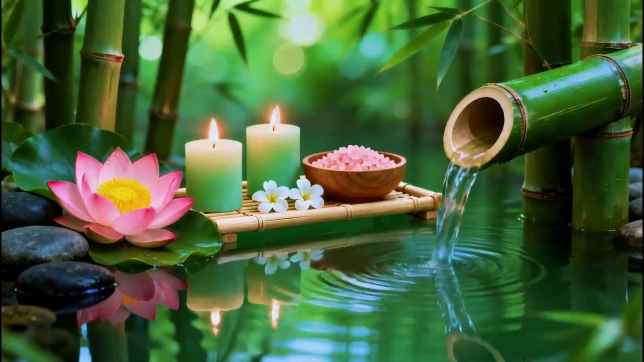 Relaxing Sleep Music with Bamboo Water Sounds 🌿Deep Healing Music for Calm Mind,Spa Ambience & Yoga