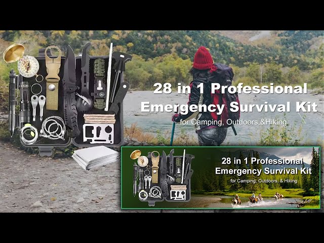 28 In 1 Emergency Survival Gear And Equipment Set For Outdoor Camping  Hiking Fishing Hunting, Birthday Gift For Men Dad Husband