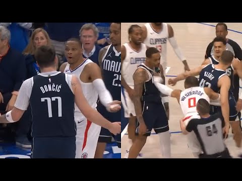 Russell Westbrook gets ejected for pushing Luka Doncic and trying to fight Mavs 😳