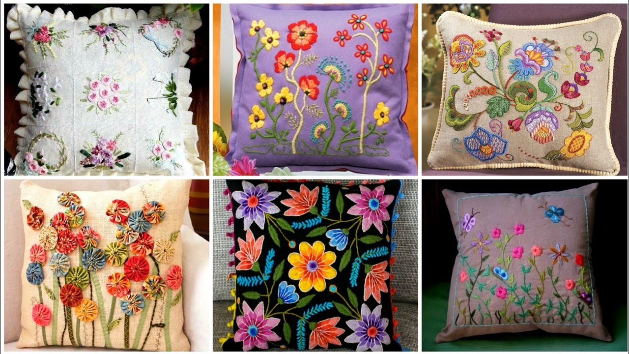 Hand Embroidered Cushion Designs Patterns//Stylish Embroidery For