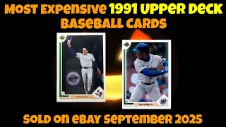 1991 Upper Deck Most Expensive eBay Sales Baseball Cards - September 2025