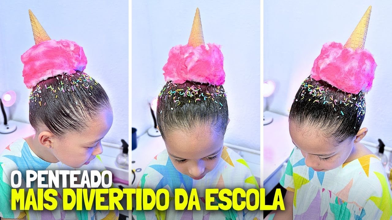 🍦 Penteado Maluco de Sorvete | Ideia Criativa para o Dia do Cabelo Maluco na Escola