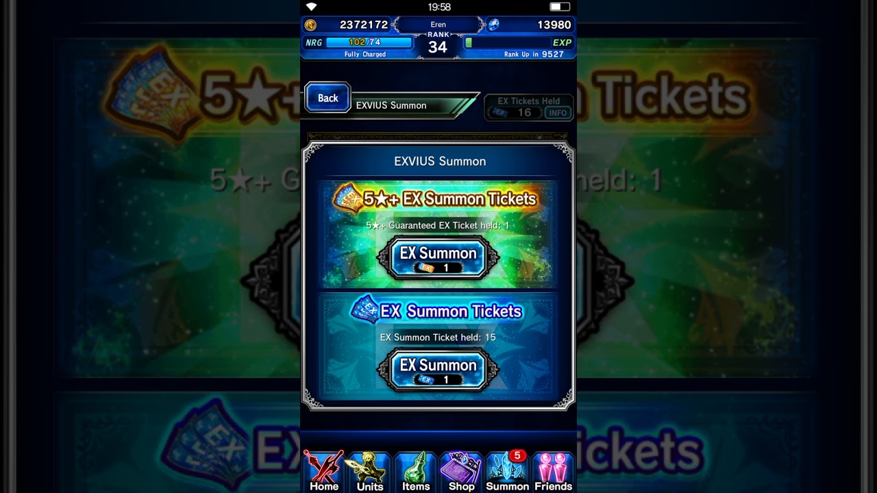 FFBE 5★+EX Summon Ticket Pull