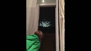 Watching fireworks from our window in Zagreb