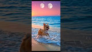 Honey Chihuahua RUNS INTO WAVES Aqua Blue Ocean MARS VACATION Water Splashing ASMR Auditor Art