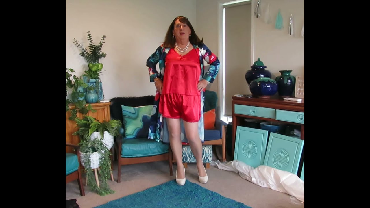 Red Satin PJs (cross-dresser) - YouTube