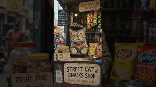 Street cat snacks shop #ai #trending #viral #funny #shorts #trendingshorts #cat #fyp #trending