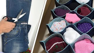 How to sew fabric clothes drawer organizer box // Fabric storage basket with 11 cells