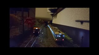 鉄道模型　ジオラマ　通過テスト動画　国鉄時代169系急行列車&待機中 115系普通列車