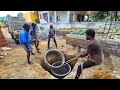 SoakPit Construction _Circular Concrete Ring Installation Techniques with Rope in House outside