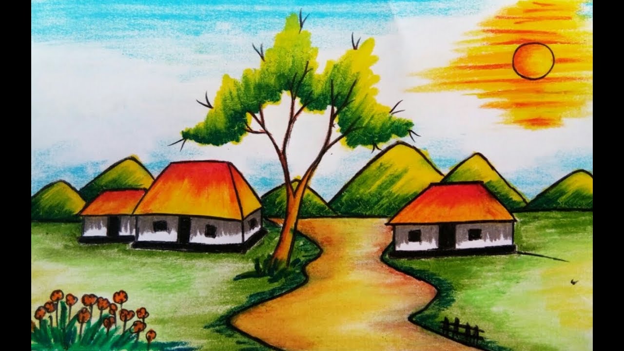 Featured image of post Scenery Beautiful House Drawing With Colour