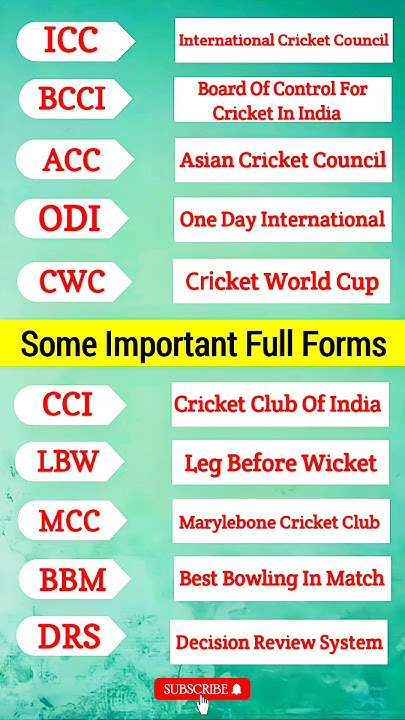 Cricket Related Full Form ACC BCCI ODI CWC LBW ipl mcc bbm cwc cricket-related-full-form-acc-bcci-odi-cwc-lbw-ipl-mcc-bbm-cwc