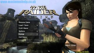 Tomb Raider Legend Title Menu with Lara posing in Full HD 1080p