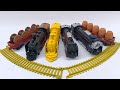 ASMR merakit dan unboxing 4 mainan kereta api uap,lokomotif uap kuning,classic train,steam train