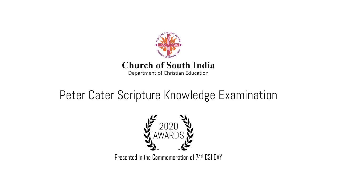 PETER CATER SCRIPTURE KNOWLEDGE  EXAMINATION RESULTS  2020 AWARDS