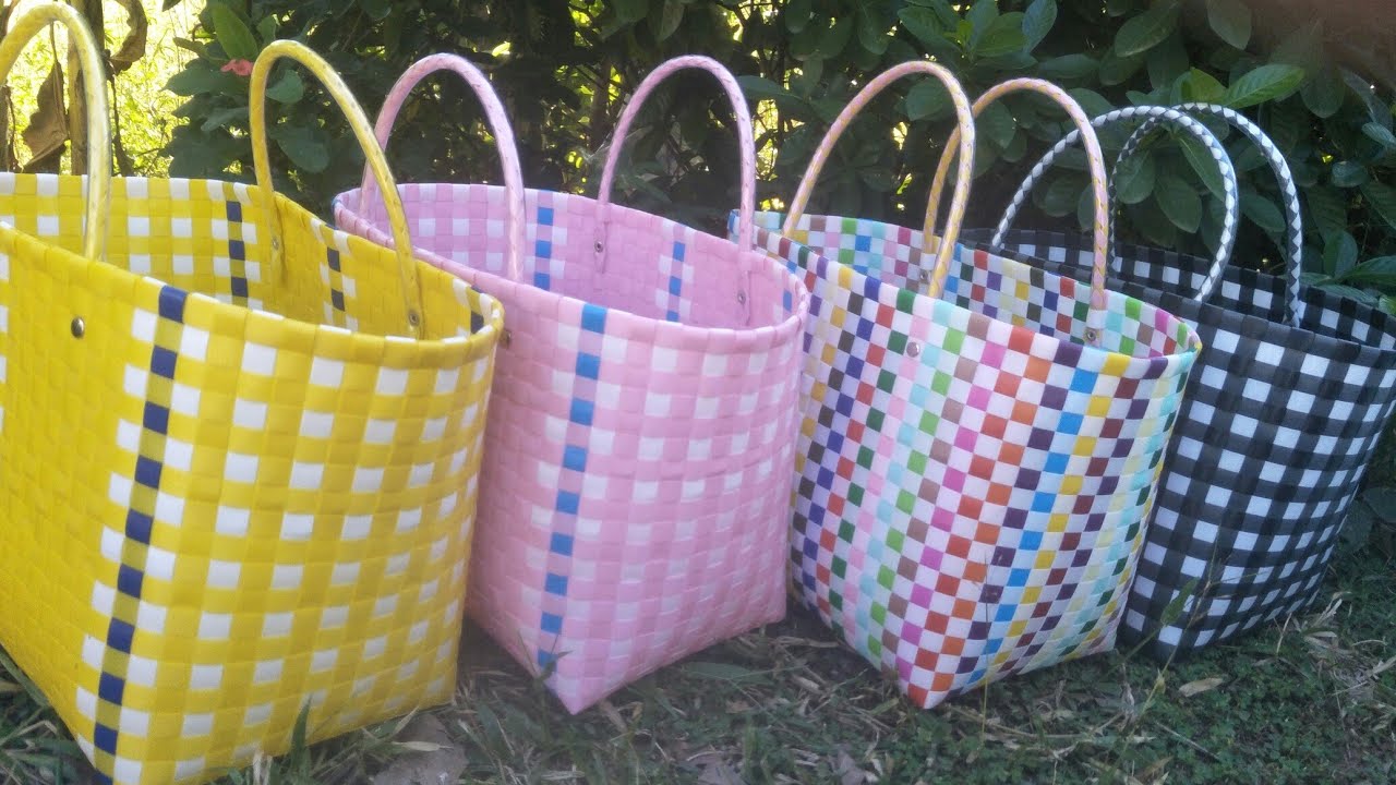 #มือใหม่หัดสาน | ตะกร้าสีสันสดใส | กระเป๋าเส้นสานพลาสติก | คนบ้านนา พาเลาะ | งานแฮนด์เมด